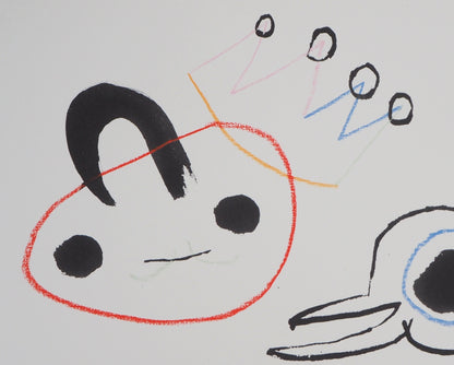 Joan MIRO : Enfant surréaliste et oiseau - Lithographie signée