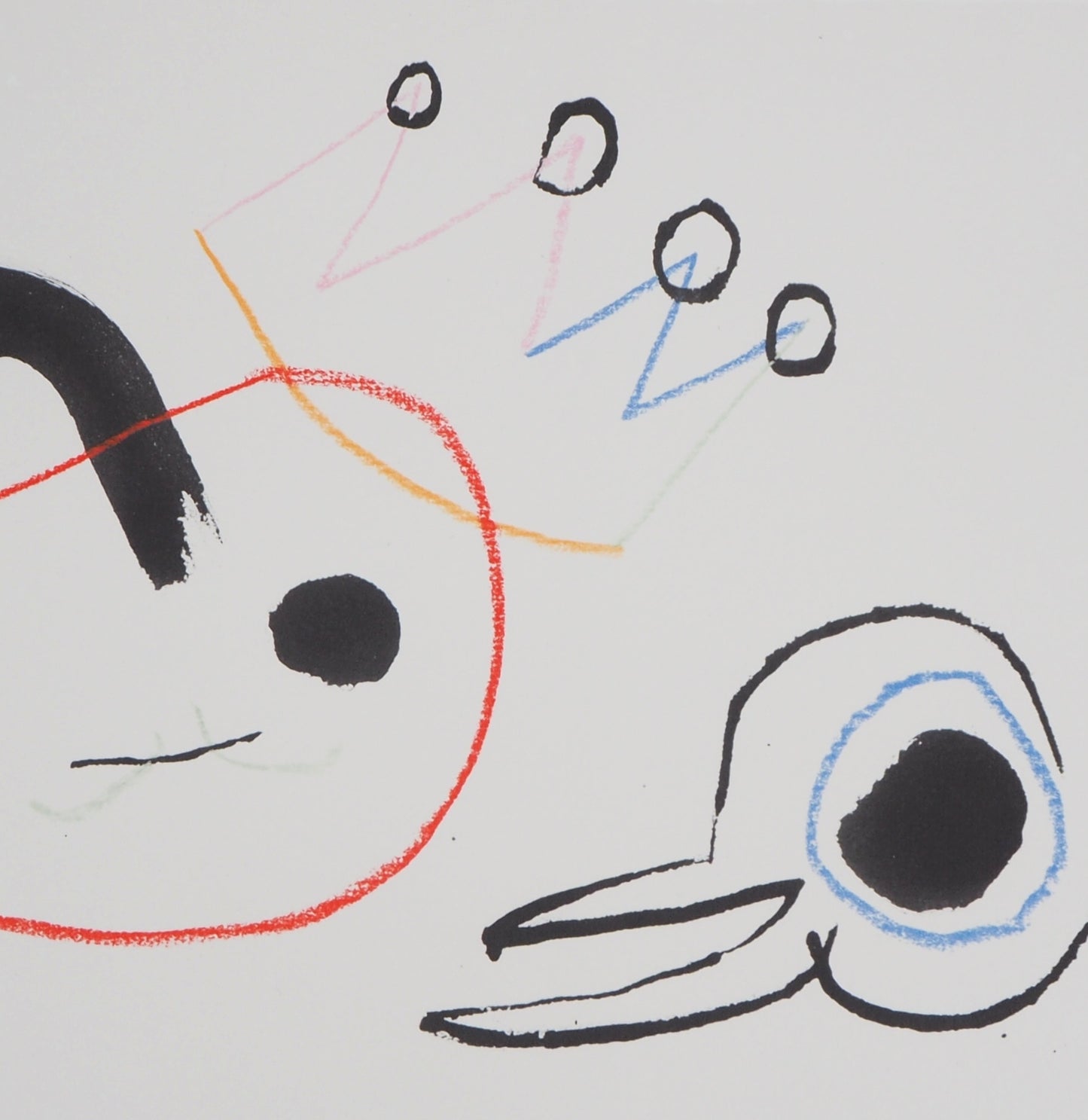 Joan MIRO : Enfant surréaliste et oiseau - Lithographie signée