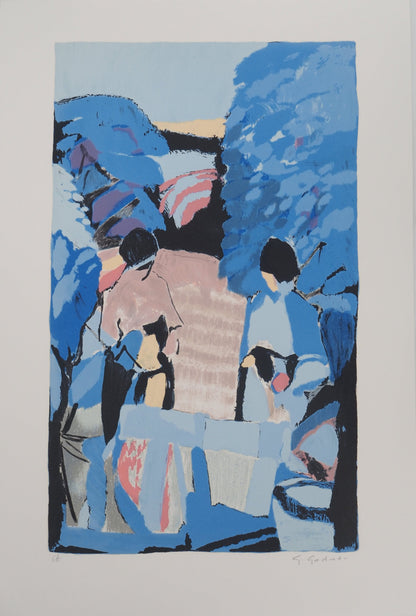 Gabriel GODARD : Promenade en forêt - Lithographie originale signée