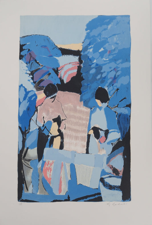Gabriel GODARD : Promenade en forêt - Lithographie originale signée