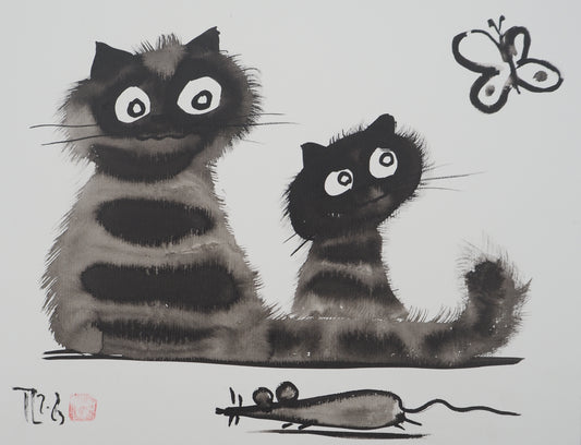 Laszlo TIBAY : L'appel de la chasse - Dessin original signé