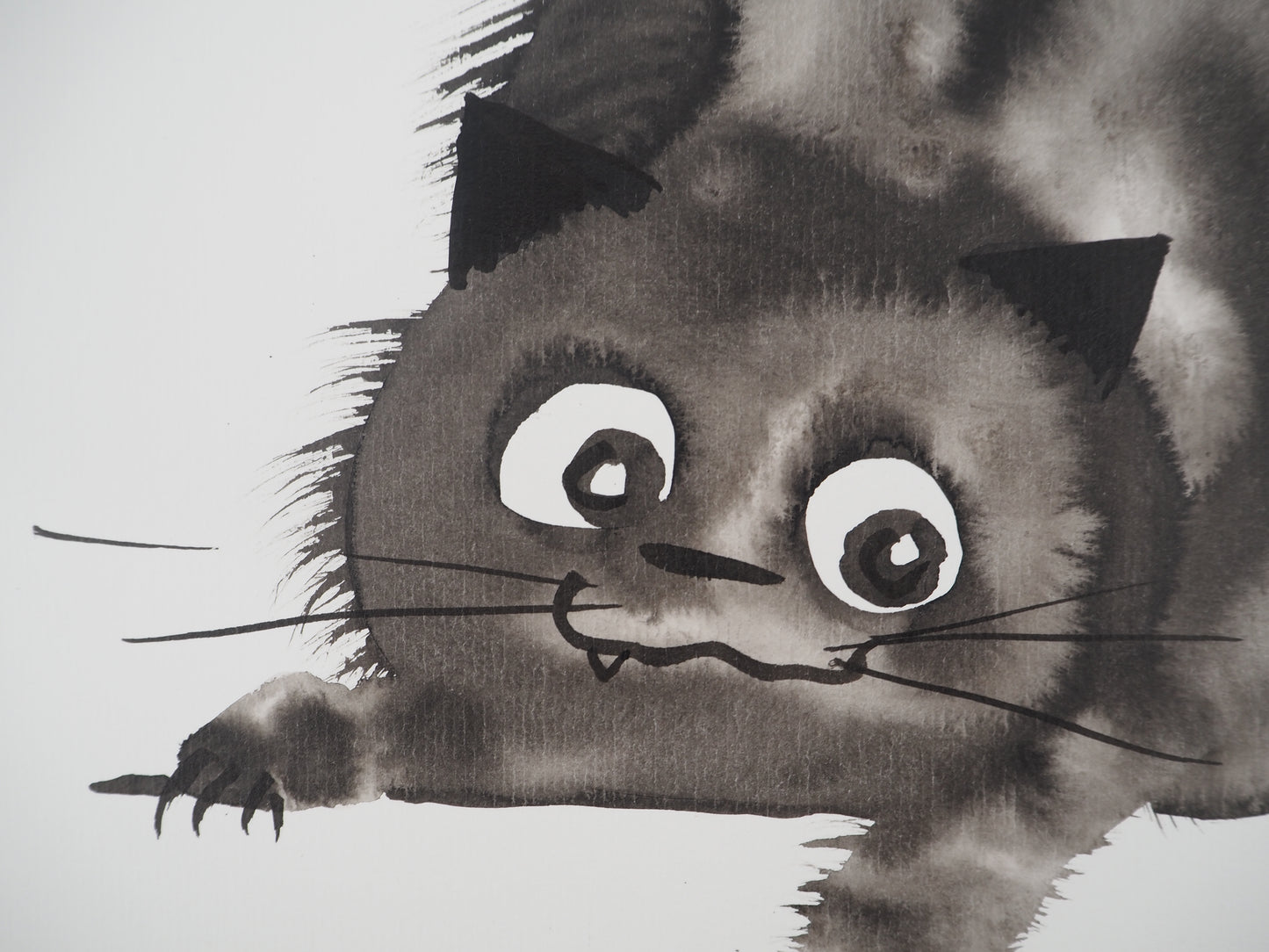 Laszlo TIBAY : Le chat à l'attaque - Dessin original signé