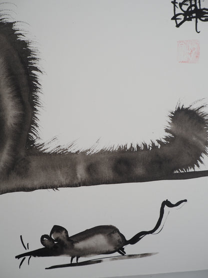 Laszlo TIBAY : Le chat à l'attaque - Dessin original signé