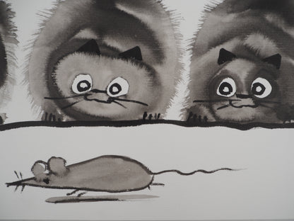 Laszlo TIBAY : La fratrie malicieuse - Dessin original signé
