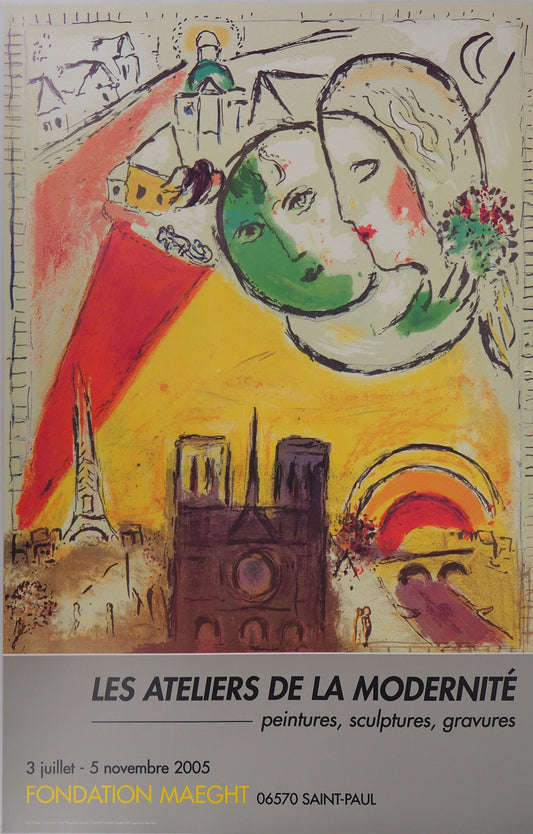 Marc CHAGALL : Les Amoureux de Notre-Dame de Paris - Affiche originale