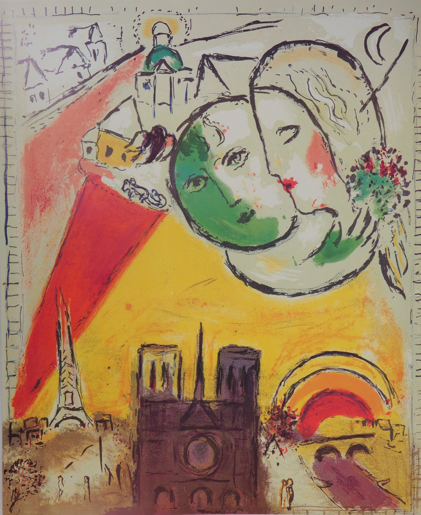 Marc CHAGALL : Les Amoureux de Notre-Dame de Paris - Affiche originale