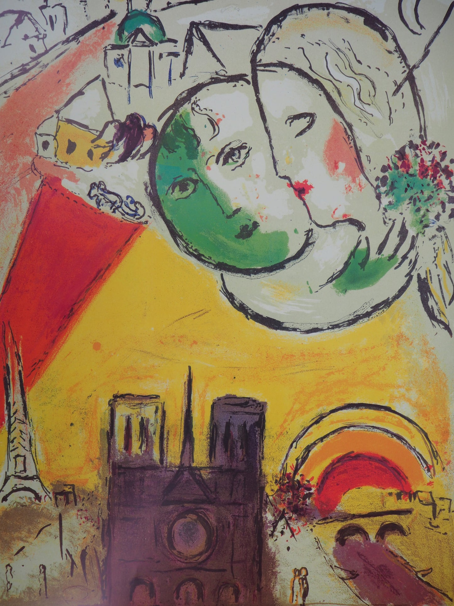 Marc CHAGALL : Les Amoureux de Notre-Dame de Paris - Affiche originale