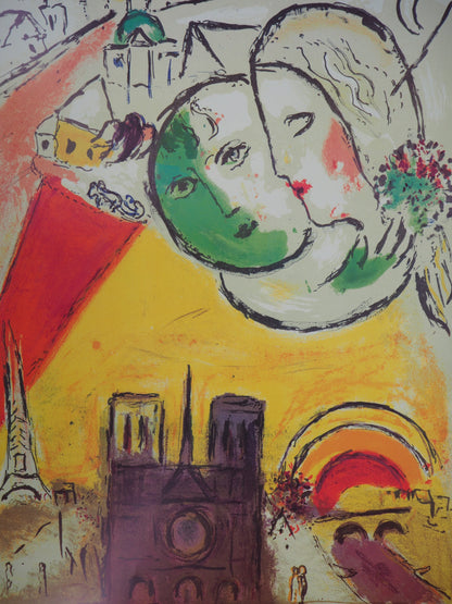 Marc CHAGALL : Les Amoureux de Notre-Dame de Paris - Affiche originale