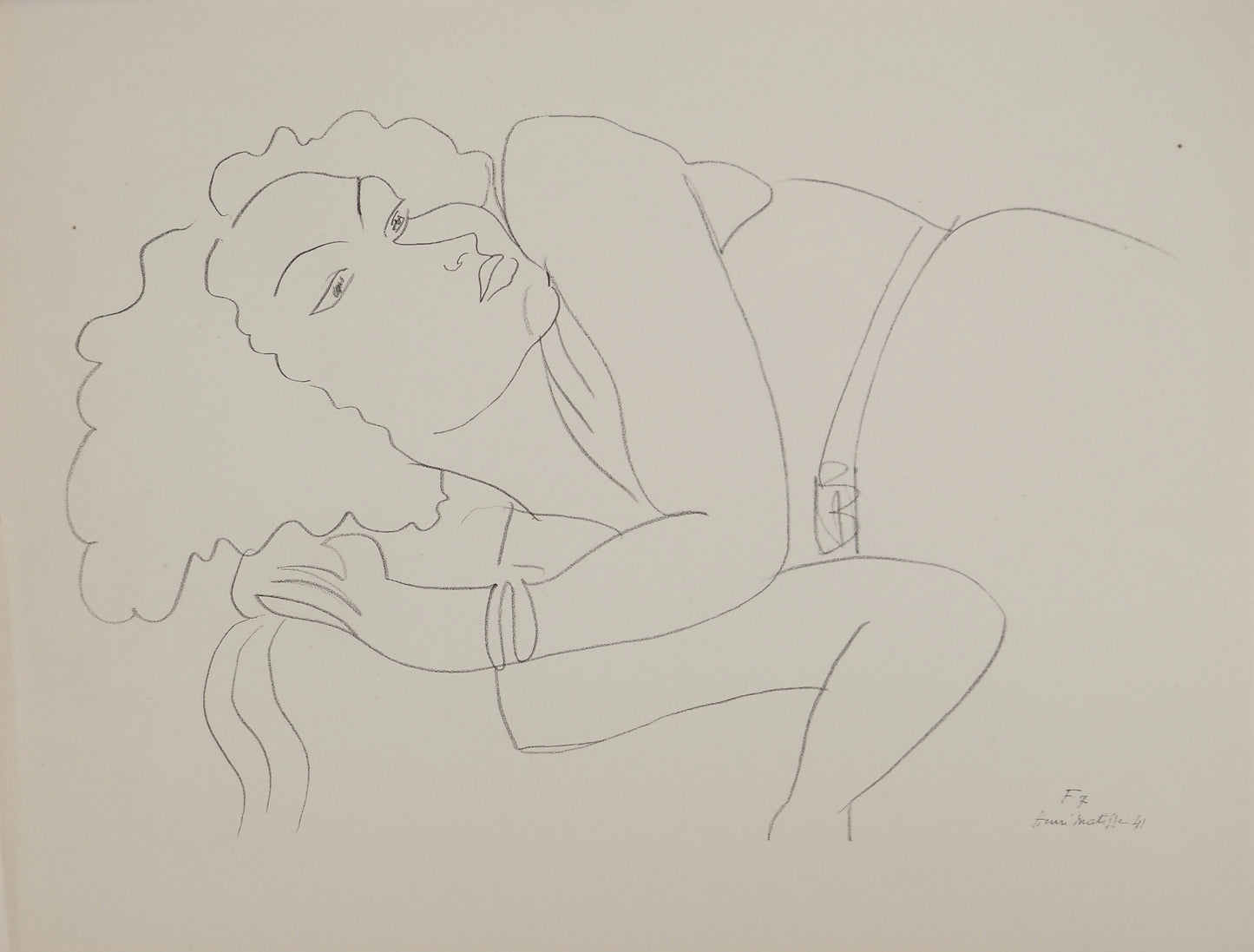 Henri MATISSE : Femme à la chevelure bouclée  - Lithographie signée