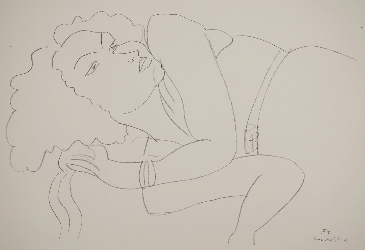 Henri MATISSE : Femme à la chevelure bouclée  - Lithographie signée