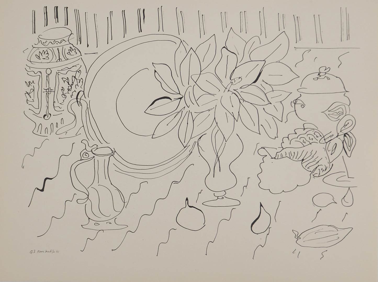 Henri MATISSE : Nature morte au bouquet de lys - Lithographie signée