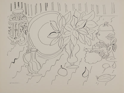 Henri MATISSE : Nature morte au bouquet de lys - Lithographie signée