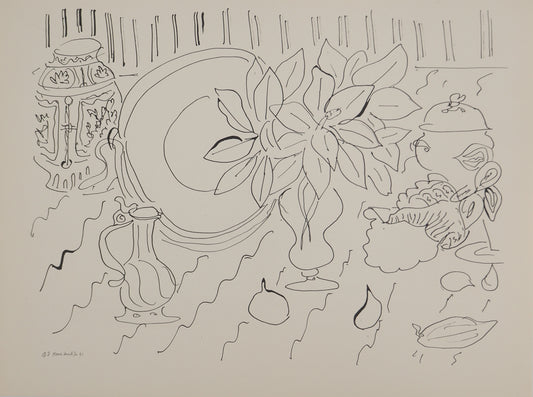 Henri MATISSE : Nature morte au bouquet de lys - Lithographie signée