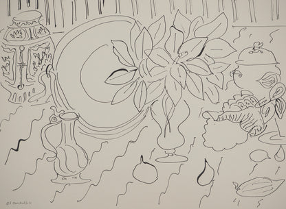 Henri MATISSE : Nature morte au bouquet de lys - Lithographie signée