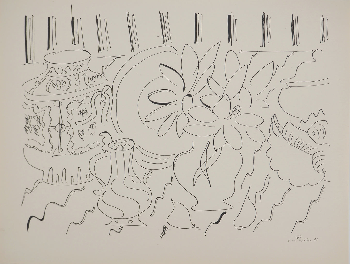 Henri MATISSE : Nature morte au bouquet de magnolias - Lithographie signée