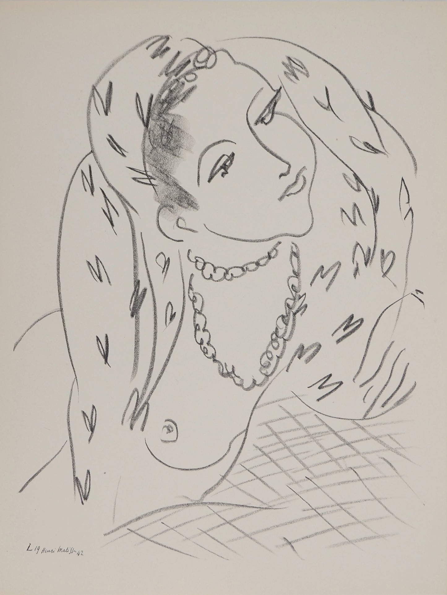 Henri MATISSE : Femme au foulard - Lithographie signée