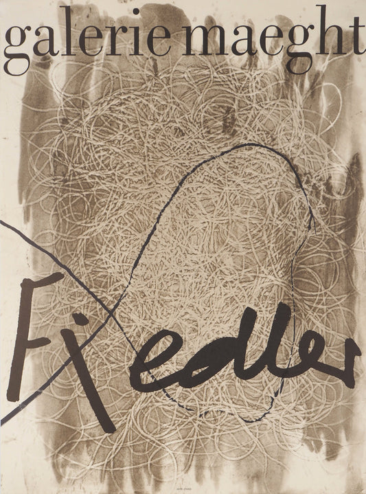 François FIEDLER : Filaments beiges entrelacés - Affiche originale signée