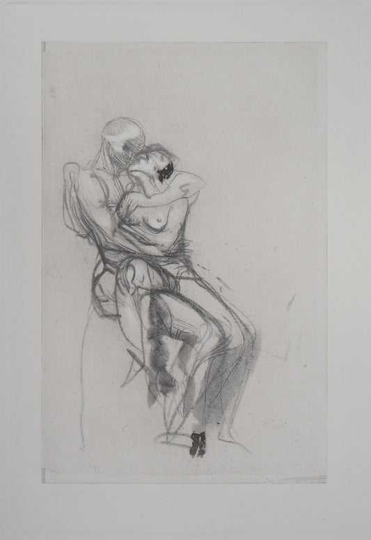 Auguste RODIN : Groupe de Françoise et Rimini  - Gravure