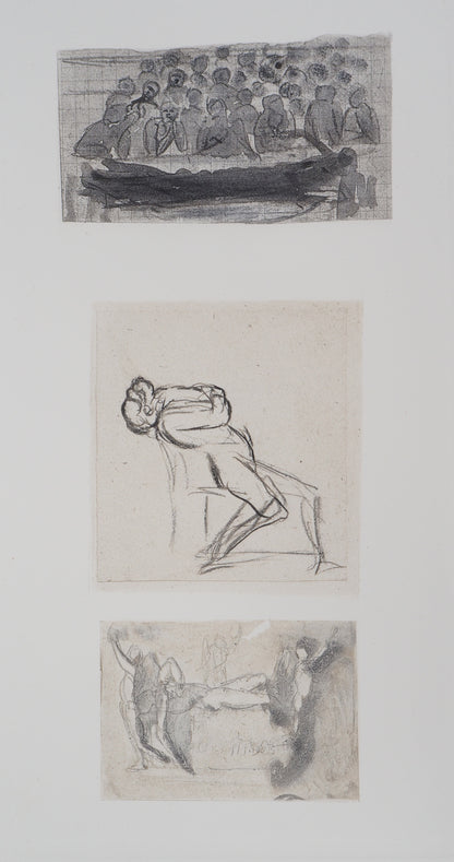 Auguste RODIN : Trois dessins - Gravure