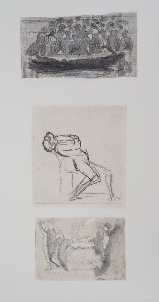 Auguste RODIN : Trois dessins - Gravure