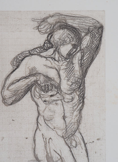 Auguste RODIN :  Homme nu - Gravure