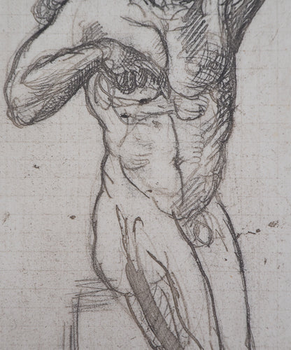Auguste RODIN :  Homme nu - Gravure
