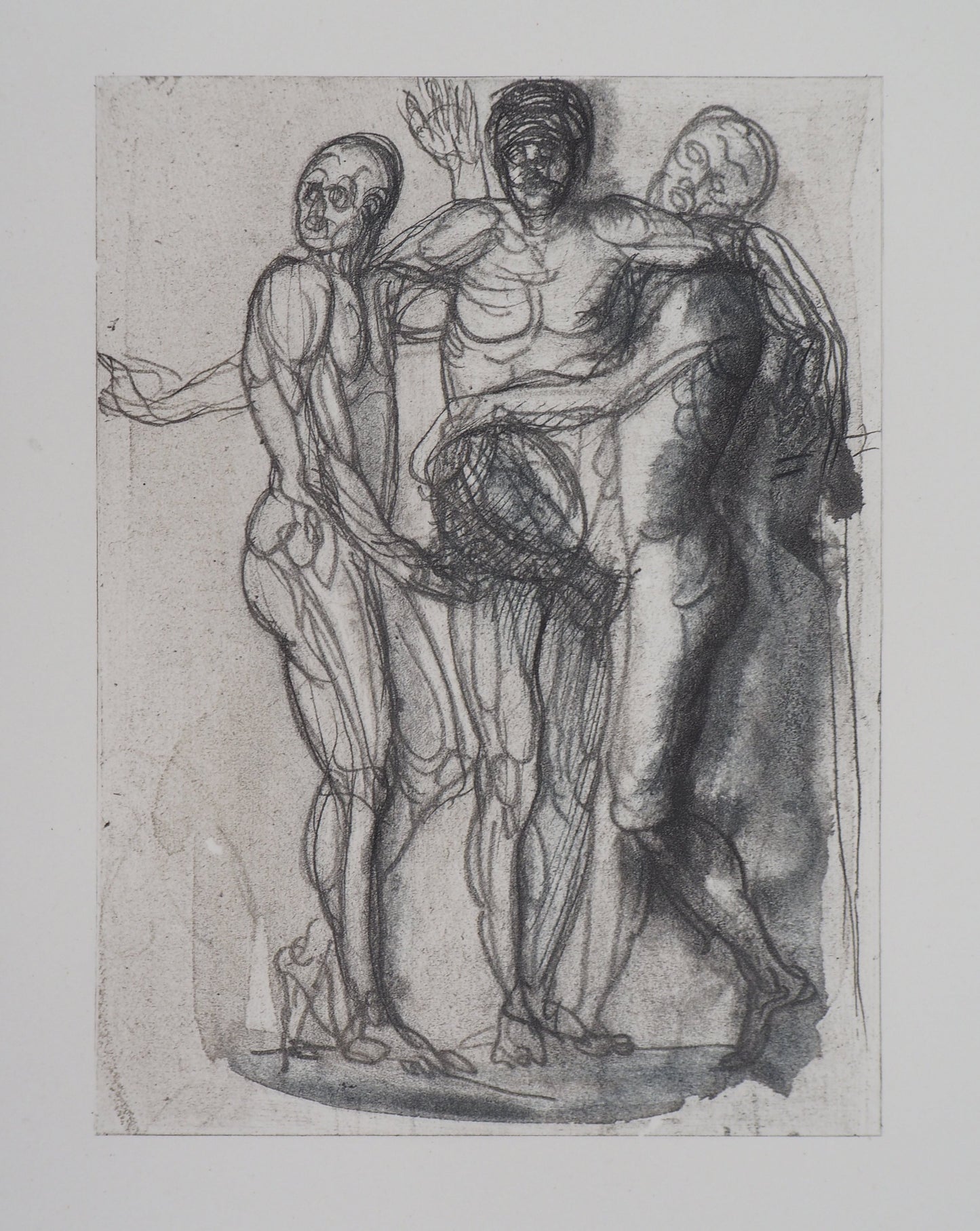 Auguste RODIN : Groupe de trois hommes - Gravure