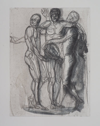Auguste RODIN : Groupe de trois hommes - Gravure