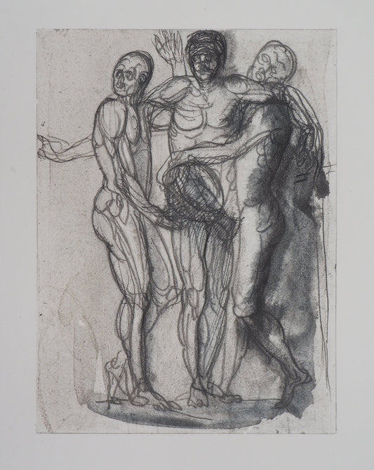 Auguste RODIN : Groupe de trois hommes - Gravure