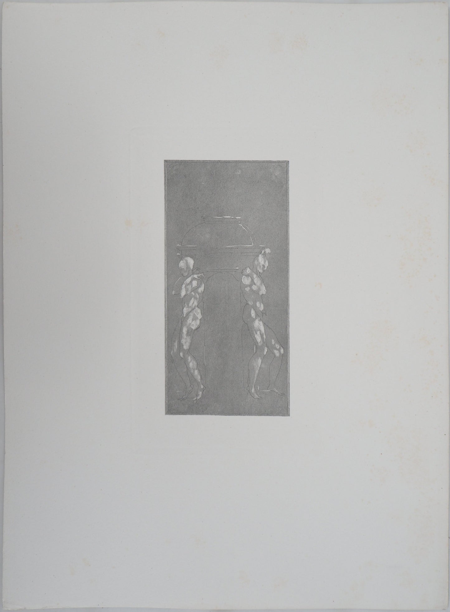 Auguste RODIN : Figures supportant un piédestal - Gravure
