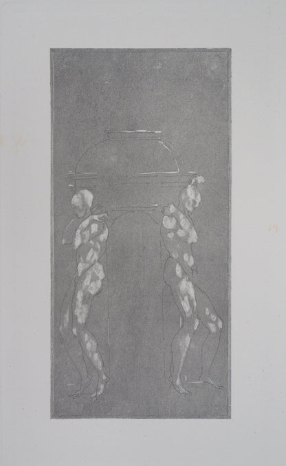 Auguste RODIN : Figures supportant un piédestal - Gravure