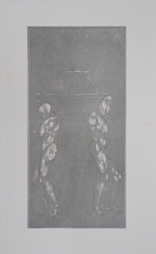 Auguste RODIN : Figures supportant un piédestal - Gravure