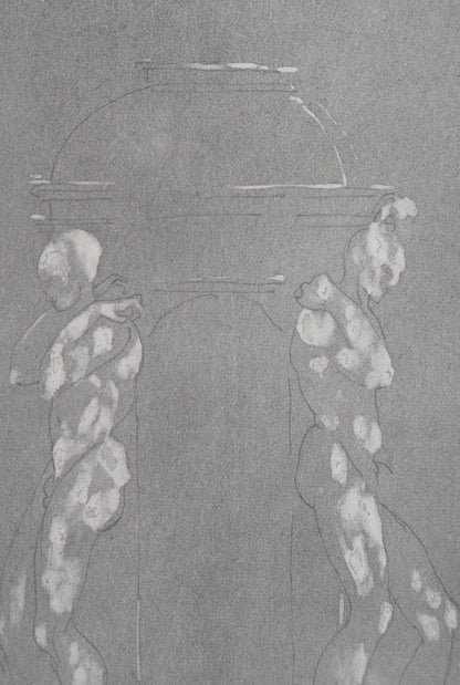 Auguste RODIN : Figures supportant un piédestal - Gravure