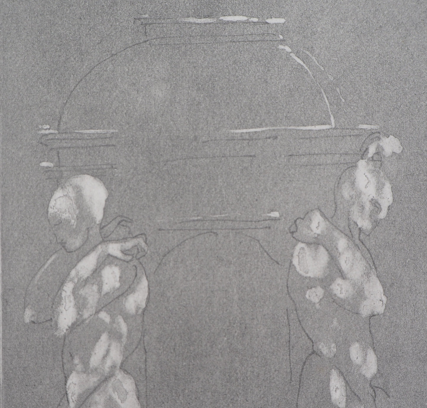 Auguste RODIN : Figures supportant un piédestal - Gravure