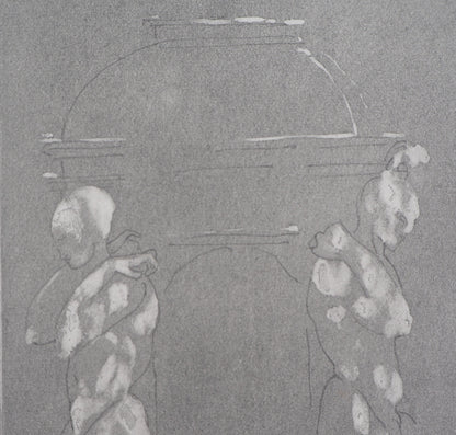 Auguste RODIN : Figures supportant un piédestal - Gravure