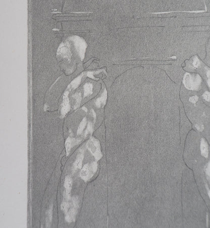 Auguste RODIN : Figures supportant un piédestal - Gravure
