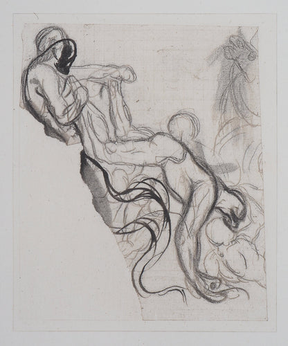 Auguste RODIN : Démon retirant une ombre du feu - Gravure
