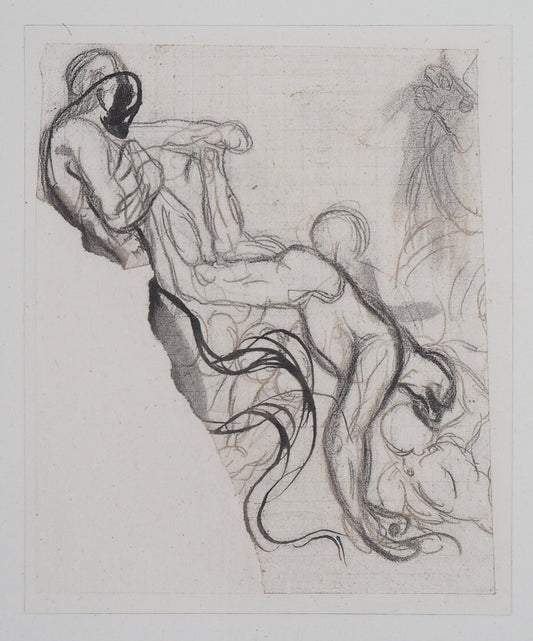 Auguste RODIN : Démon retirant une ombre du feu - Gravure