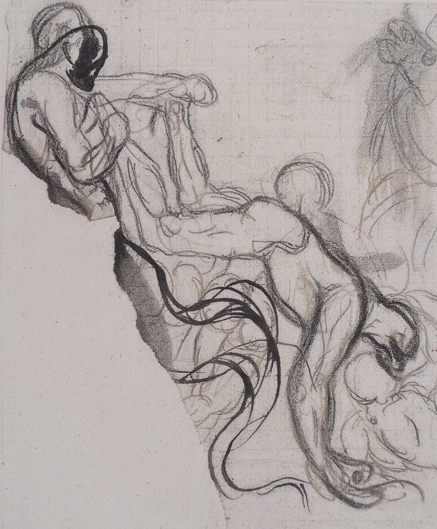 Auguste RODIN : Démon retirant une ombre du feu - Gravure