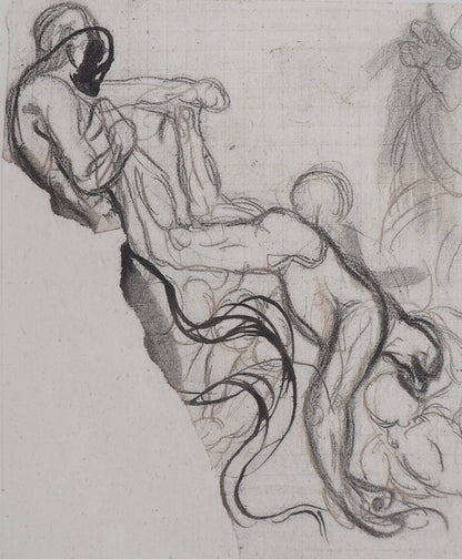 Auguste RODIN : Démon retirant une ombre du feu - Gravure
