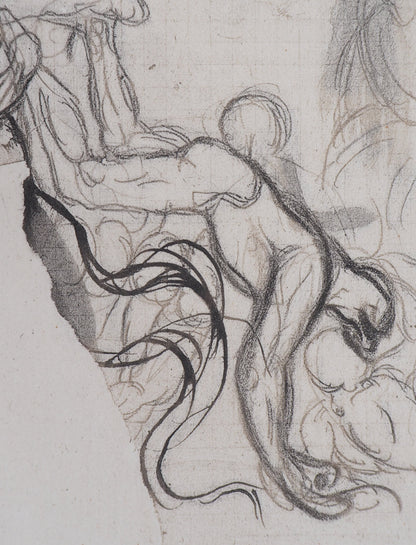 Auguste RODIN : Démon retirant une ombre du feu - Gravure