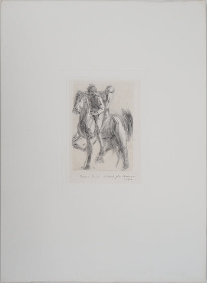 Auguste RODIN : Dante et Virgile sur un cheval chimérique - Gravure