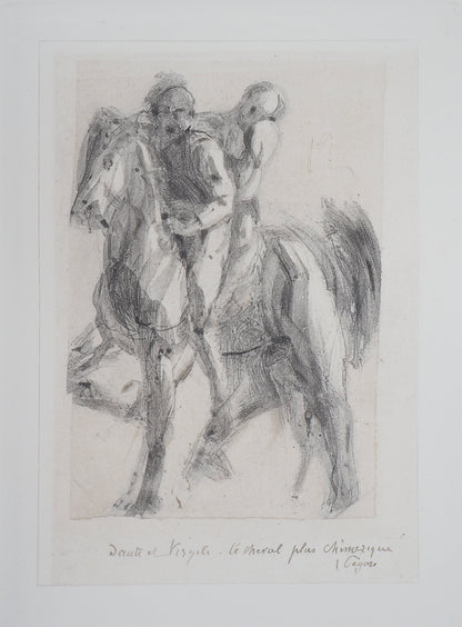 Auguste RODIN : Dante et Virgile sur un cheval chimérique - Gravure