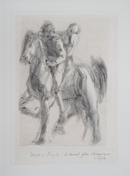 Auguste RODIN : Dante et Virgile sur un cheval chimérique - Gravure