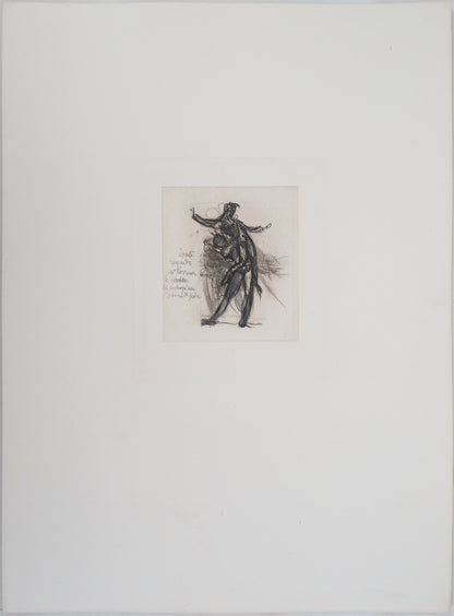Auguste RODIN : Démon montrant une ombre tombée dans la poix - Gravure