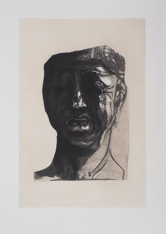 Auguste RODIN : Masque de Minos - Gravure