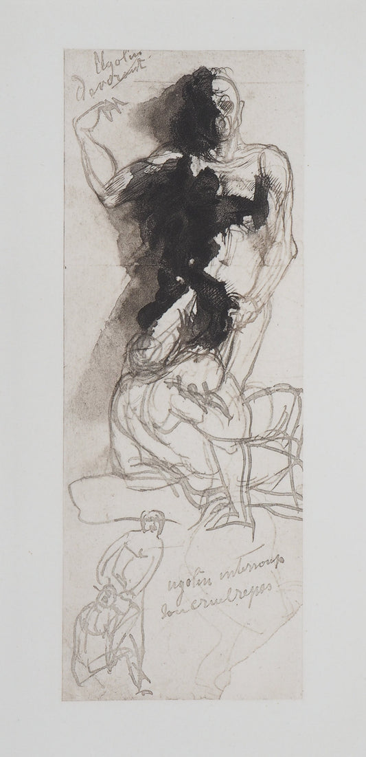 Auguste RODIN : Ugolin raconte au Dante - Gravure