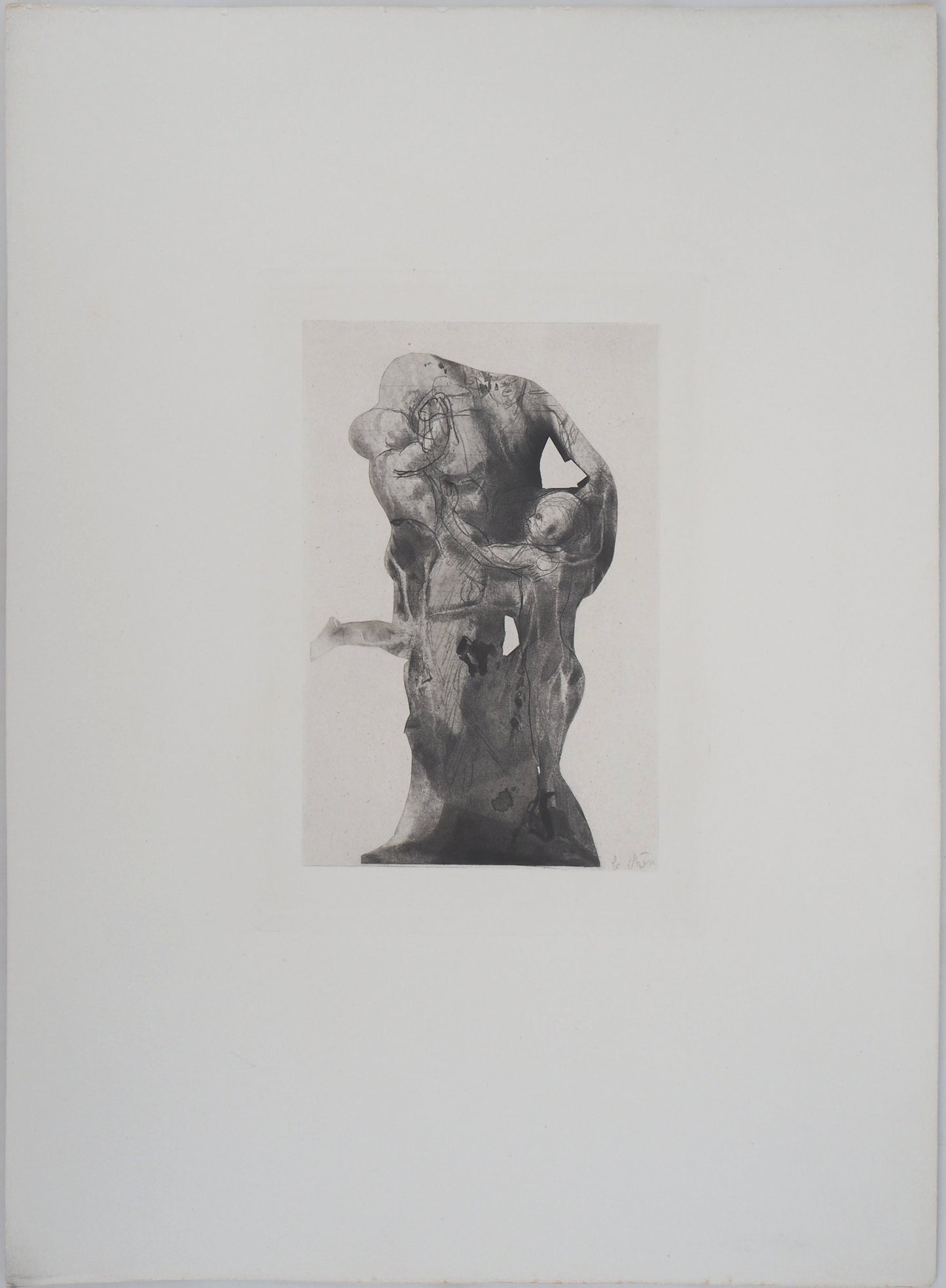 Auguste RODIN : Ugolin emprisonné - Gravure