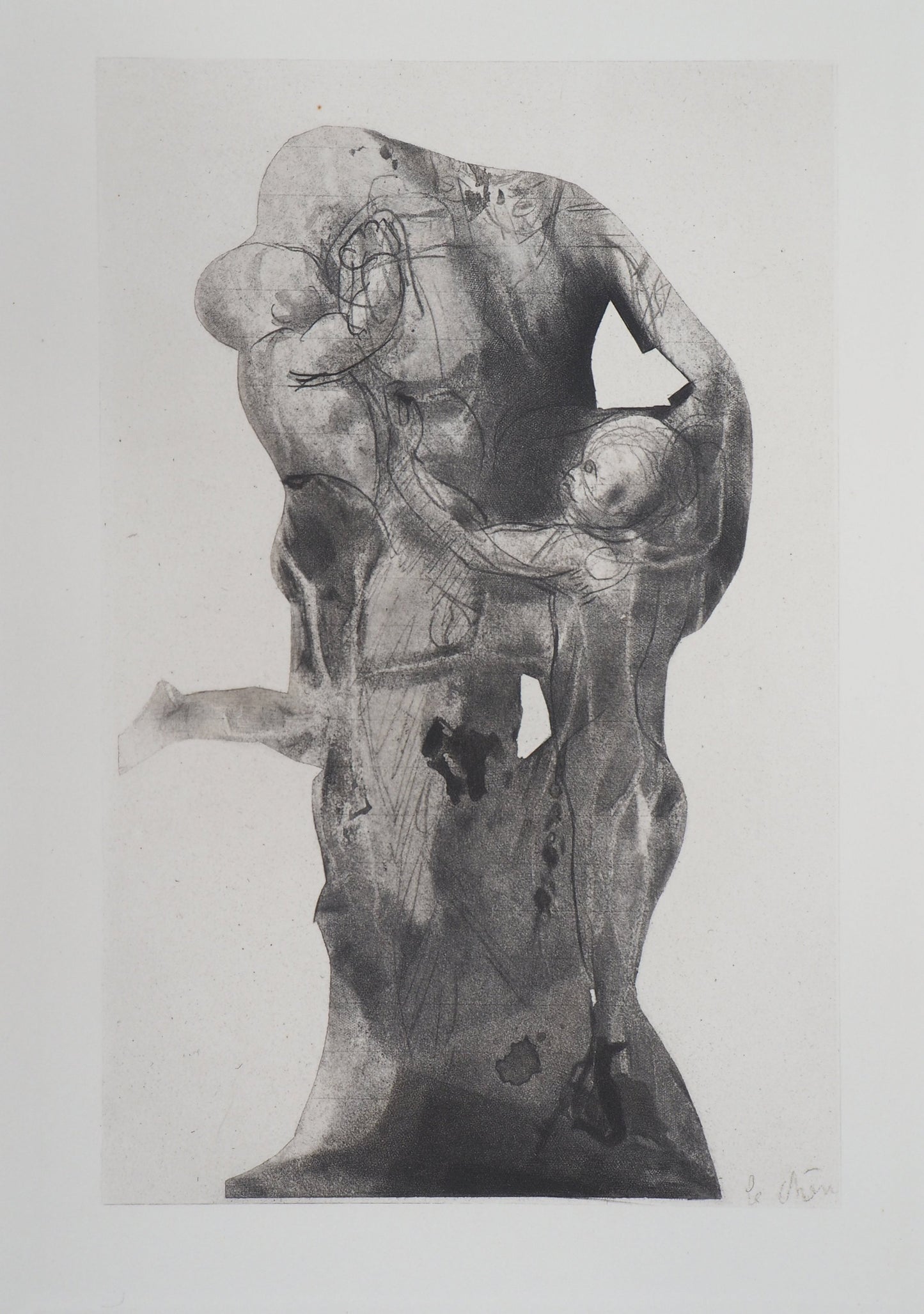 Auguste RODIN : Ugolin emprisonné - Gravure