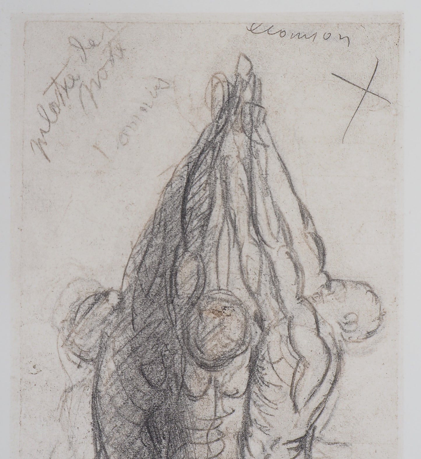 Auguste RODIN : Groupe de damnés suspendus par les bras - Gravure